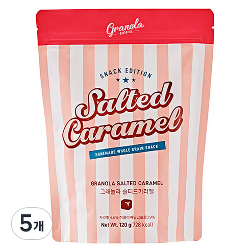 그래놀라하우스 솔티드카라멜 시리얼, 120g, 5개