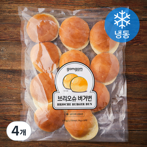 곰곰 브리오슈 버거번 (냉동), 50g, 10개입, 4개