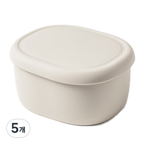 키친팩토리 파스텔 실리콘 라운드 밀폐용기 아이보리 300ml, 5개, 단품