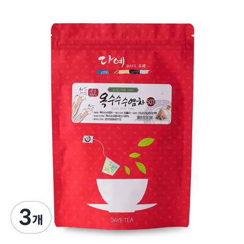 다예 옥수수수염차 삼각티백 50p, 0.5g, 50개입, 3개