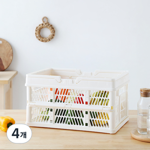 마켓비 KONTINO 폴딩바스켓, 원톤화이트, 33L, 4개