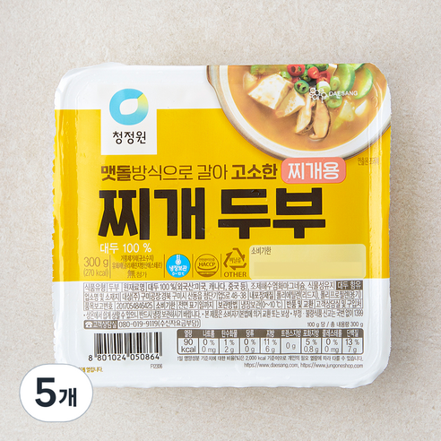 대상 청정원 찌개두부, 300g, 5개