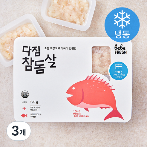 베베프레시 다짐 참돔살 4개입 (냉동), 3개, 120g