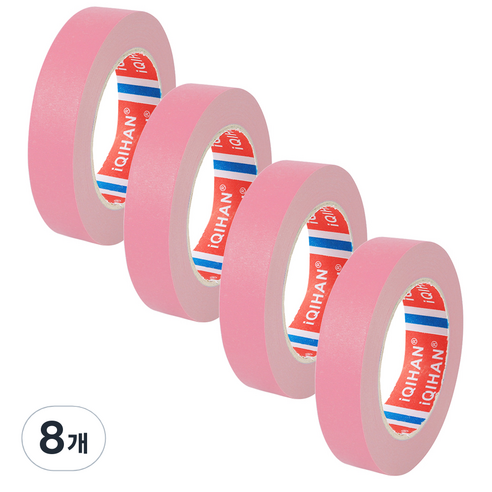iQIHAN 다다 칼라 마스킹 테이프 20mm x 20m, 연핑크, 8개