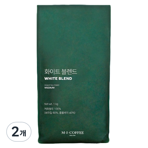 엠아이커피 화이트 블렌드, 홀빈(분쇄안함), 1kg, 2개