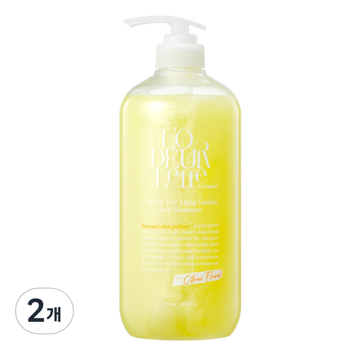 로더렛 컬러 핏 더 일랑 가든 헤어 샴푸 시트러스 플로러 향, 1000ml, 2개