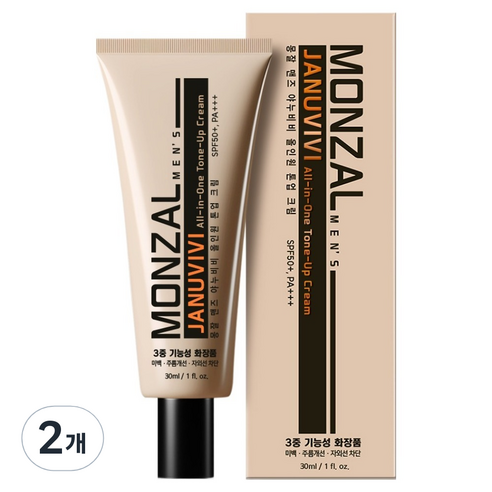 몽잘 맨즈 야누비비 올인원 톤업 크림 30ml, 누드베이지, 2개