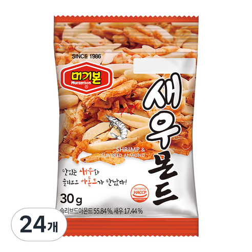 머거본 새우몬드, 30g, 24개