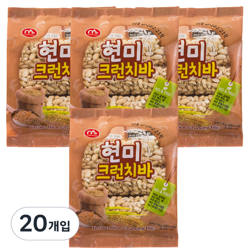 맘모스제과 현미 크런치바, 70g, 20개입