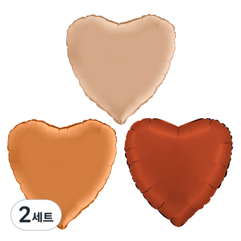 그라보벌룬 은박 하트풍선 3종 세트, 라떼, 카라멜, 새틴브릭레드, 2세트