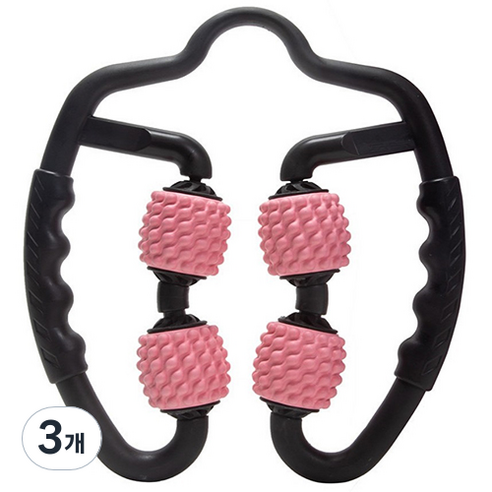모리의집 4륜 마사지 요가 롤러, 3개, 핑크