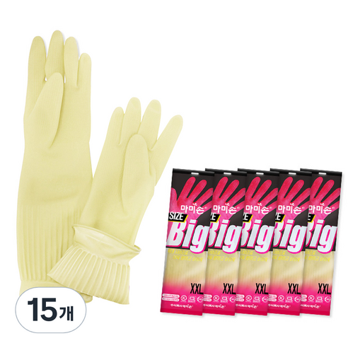 마미손 고무장갑, 미색, 특특대(XXL) 이상, 15개