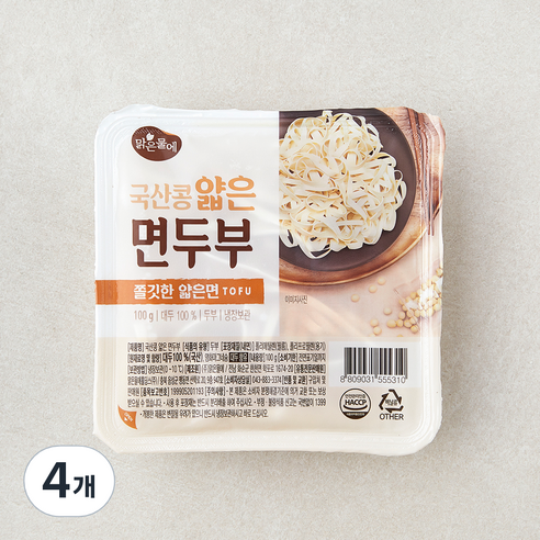 맑은물에 국내산 콩 얇은 면두부, 100g, 4개
