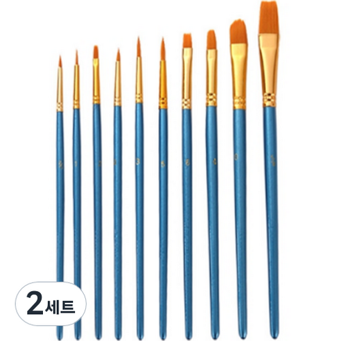 베르번 아크릴붓 수채화붓 10종 세트 블루, 2세트