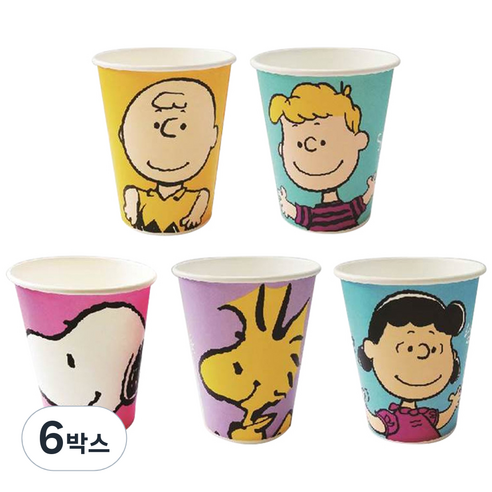 피너츠 칼라 종이컵 270ml, 50개입, 6세트