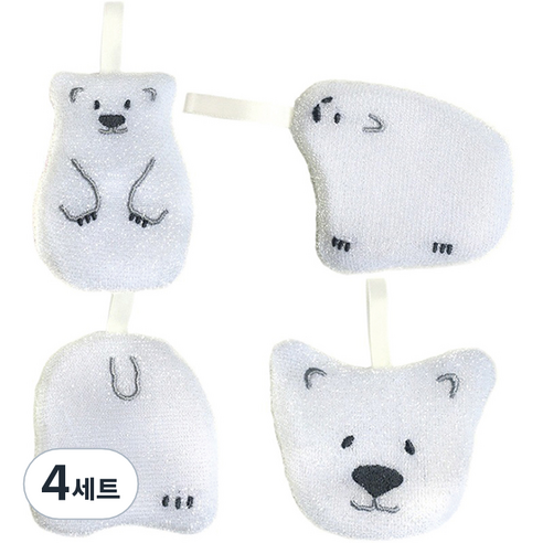 hillo 이지 아크릴 스펀지 수세미 북극곰, 4개입, 4세트
