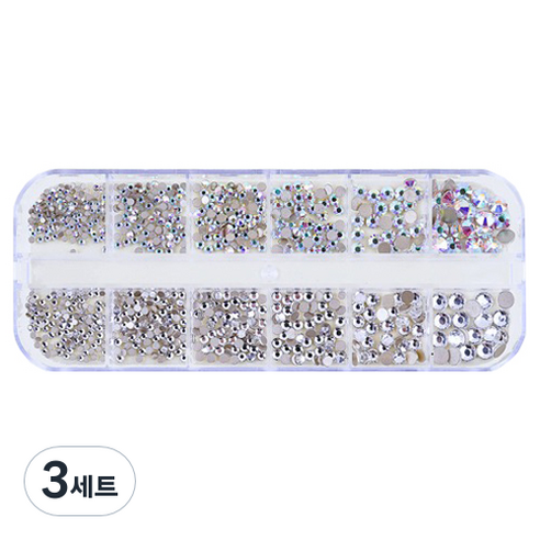 트렌드 데코 평스톤 네일파츠, 크리 + ab크리, 3세트