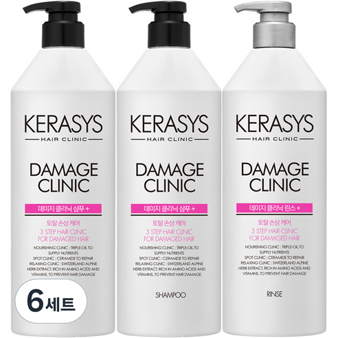 케라시스 데미지 클리닉 샴푸 750ml 2p + 린스 750ml 헤어세트, 6세트