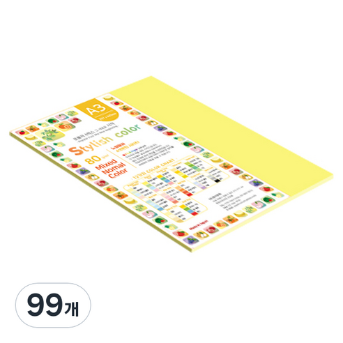 종이문화 스타일리쉬 얇은 혼합색지 80g No 02 SN Tone, 99개, A3