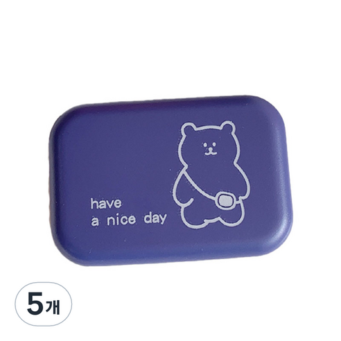브랜드미 귀여운 곰 렌즈케이스, 다크 퍼플 베어, 5개