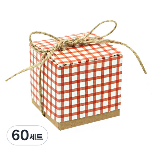 도나앤데코 안나 레드체크 크라프트 상자 20p + 마끈 20p, 혼합 색상, 60세트