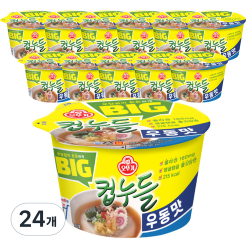 오뚜기 빅컵누들 우동맛 61.5g, 24개