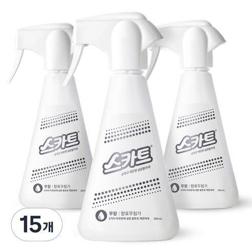 스카트 순하고 깨끗한 섬유탈취제 무향 본품, 380ml, 15개