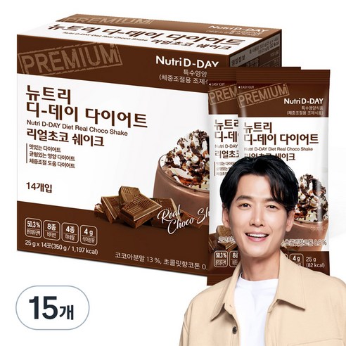뉴트리디데이 다이어트 리얼 초코 쉐이크, 350g, 15개