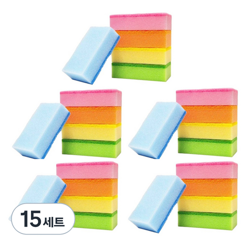 위치쿡 컬러풀 키친 수세미 5P, 15세트