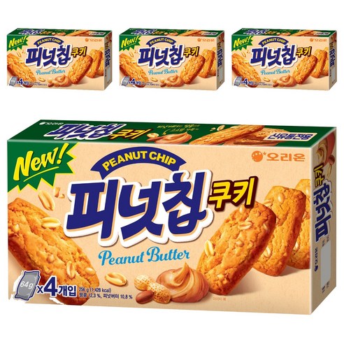 오리온 피넛칩쿠키, 256g, 4개
