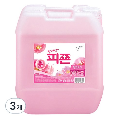 피죤 레귤러 섬유유연제 핑크로즈 본품, 20L, 3개