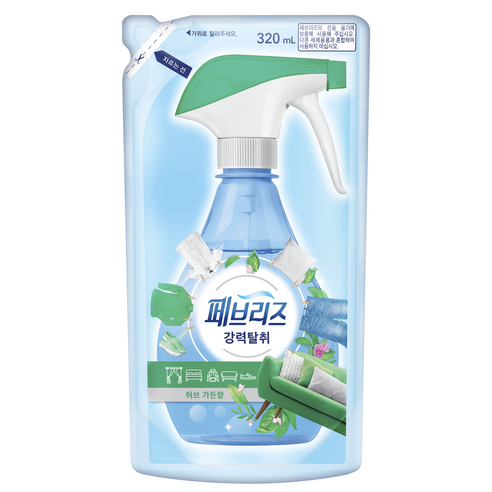 페브리즈 섬유탈취제 허브 가든향 리필, 320ml, 1개