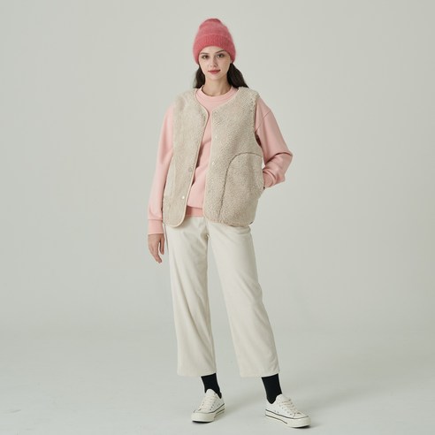 ELLE GIRL 소프트터치 플리스 버튼 베스트