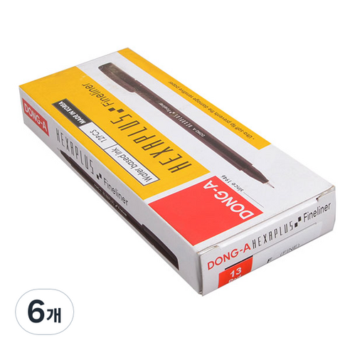 동아 헥사 파인라이너 수성펜 0.5mm x 12p, 적색, 6개
