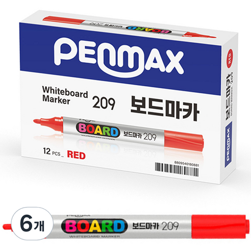 펜맥스 보드마카 209, 적색, 72개