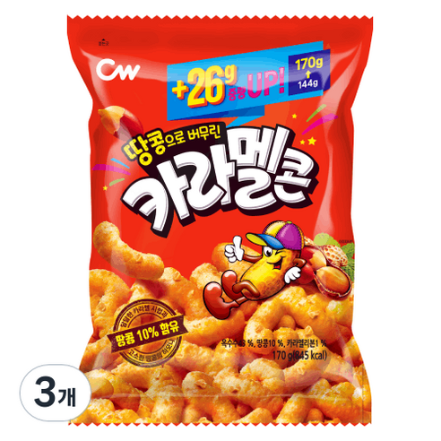 청우식품 땅콩으로 버무린 카라멜콘, 170g, 3개