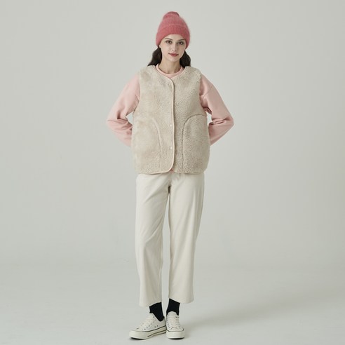 ELLE GIRL 소프트터치 플리스 버튼 베스트