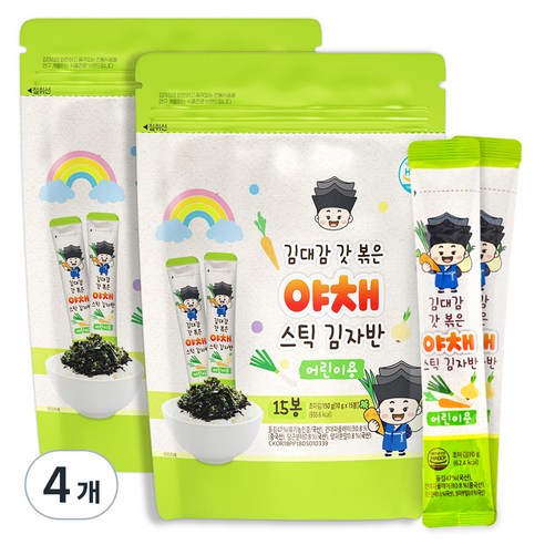 김대감 야채 스틱 김자반 어린이용 15p, 150g, 4개
