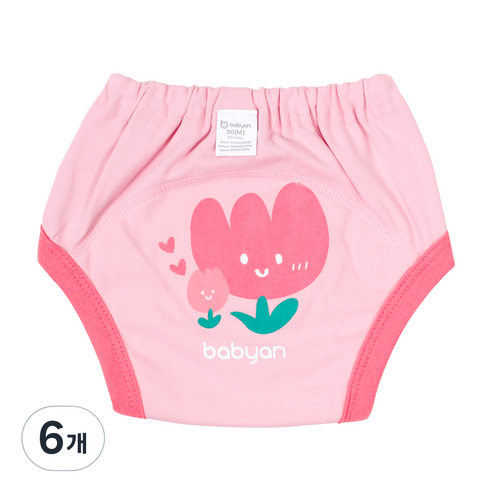 베이비앙 배변훈련팬티 3중방수, 플라워, 6개