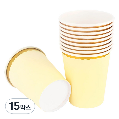 골드라인 파티컵 옐로우 240ml, 15개