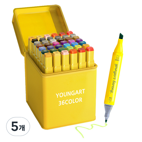 YOUNGART BERENEY 천케이스 마카, 36색, 5개