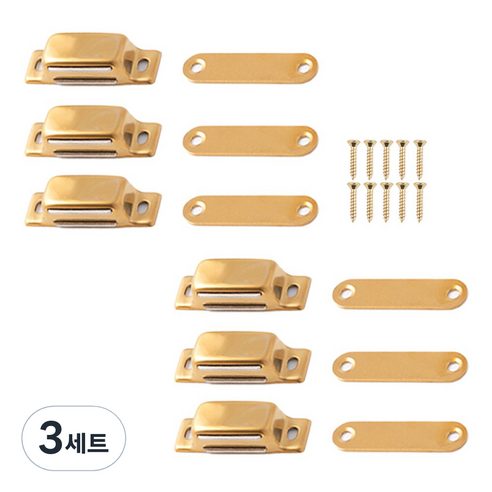 철물대장 스텐 자석 파워 빠찌링 6p 세트 골드, 3세트
