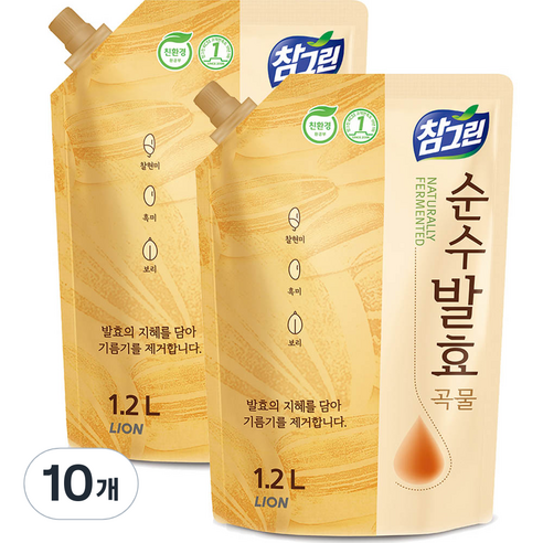 참그린 순수발효 곡물 주방세제, 1.2L, 10개