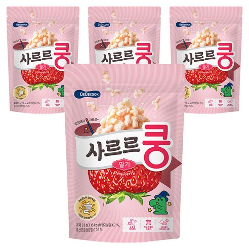 베베쿡 유아용 사르르쿵 과자, 딸기맛, 23g, 4개