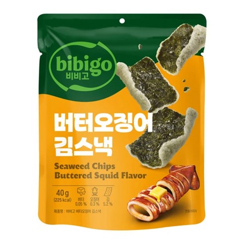 비비고 버터오징어 김스낵, 1개, 40g