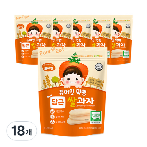 퓨어잇 떡뻥 쌀과자 30g, 당근, 18개