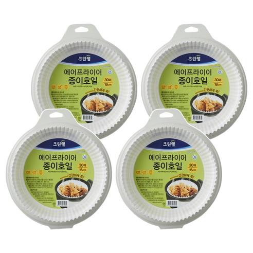 크린랲 에어프라이어 종이호일, 16cm, 30개입, 4개