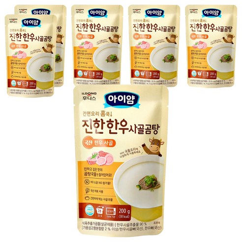 아이얌 간편요리 홈쿡 진한한우 사골 200g, 곰탕, 6개