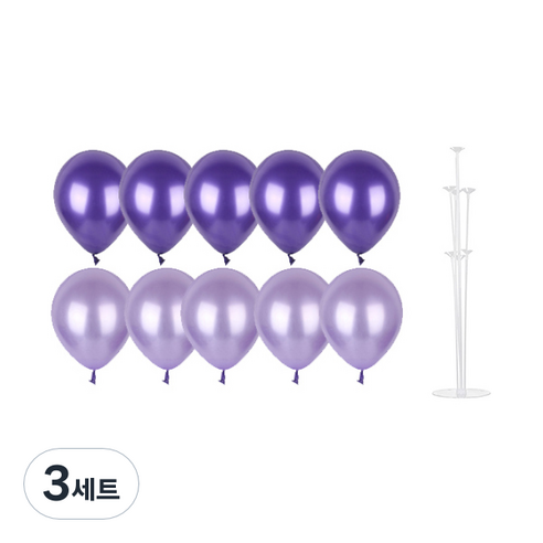 파티쇼 풍선꽂이장식세트 70cm, 퍼플파티, 3세트