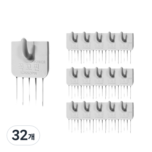 꼭꼬핀 파워 U자형 벽지핀, 화이트, 32개